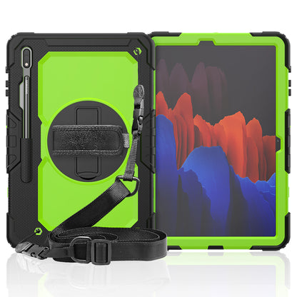 HUIXIANG Tough Strap Galaxy Tab S7+ Case Built-in Screen Protector