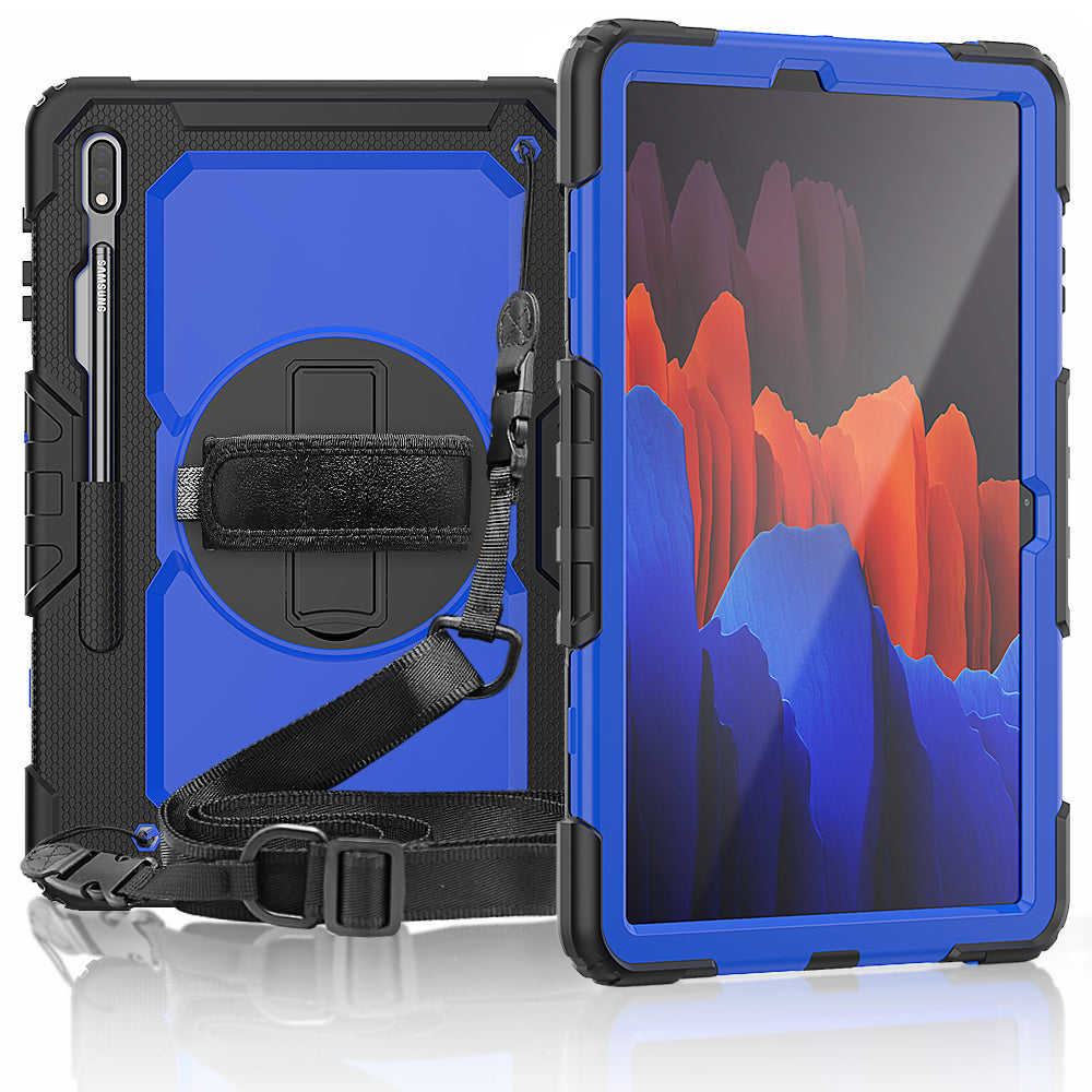 HUIXIANG Tough Strap Galaxy Tab S7+ Case Built-in Screen Protector