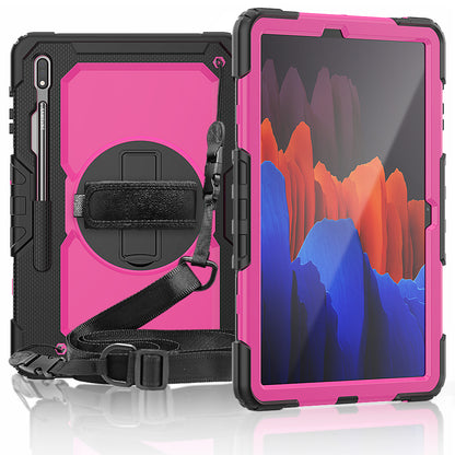 HUIXIANG Tough Strap Galaxy Tab S7+ Case Built-in Screen Protector