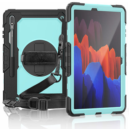 HUIXIANG Tough Strap Galaxy Tab S7+ Case Built-in Screen Protector