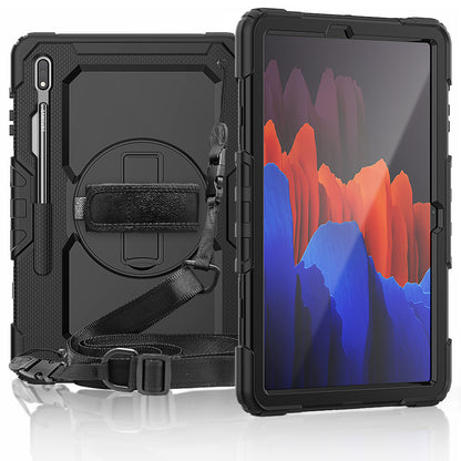 HUIXIANG Tough Strap Galaxy Tab S7+ Case Built-in Screen Protector