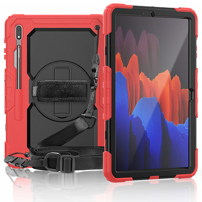 HUIXIANG Tough Strap Galaxy Tab S7+ Case Built-in Screen Protector