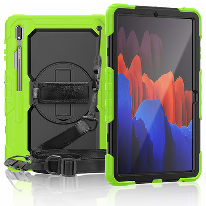 HUIXIANG Tough Strap Galaxy Tab S7+ Case Built-in Screen Protector