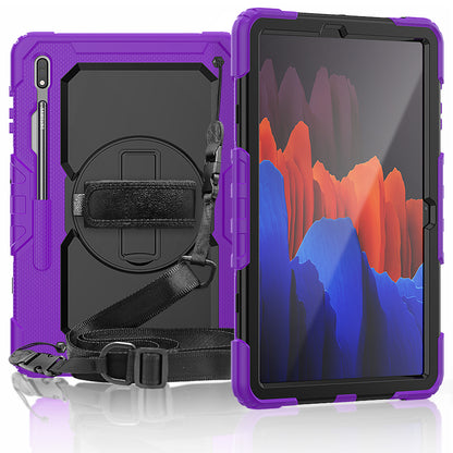 HUIXIANG Tough Strap Galaxy Tab S7+ Case Built-in Screen Protector