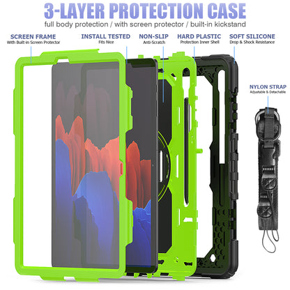 HUIXIANG Tough Strap Galaxy Tab S7+ Case Built-in Screen Protector