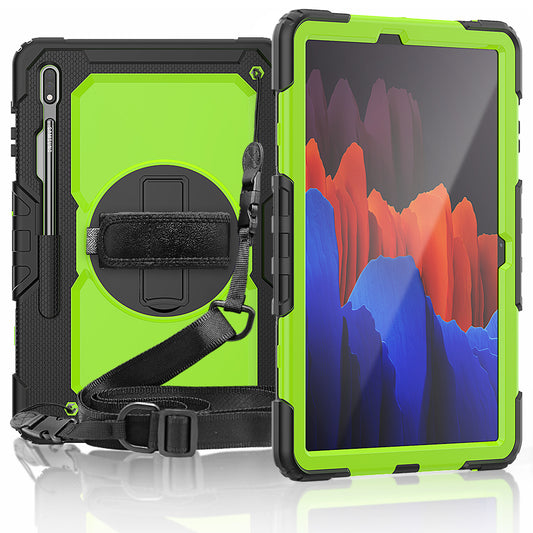 HUIXIANG Tough Strap Galaxy Tab S7+ Case Built-in Screen Protector