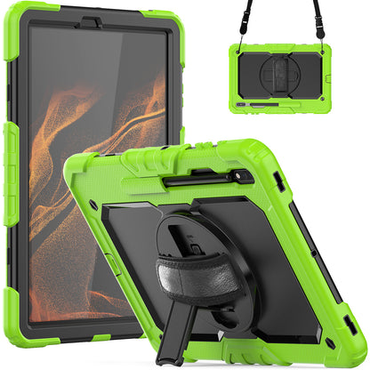 HUIXIANG Tough Strap Galaxy Tab S8+ Case Built-in Screen Protector