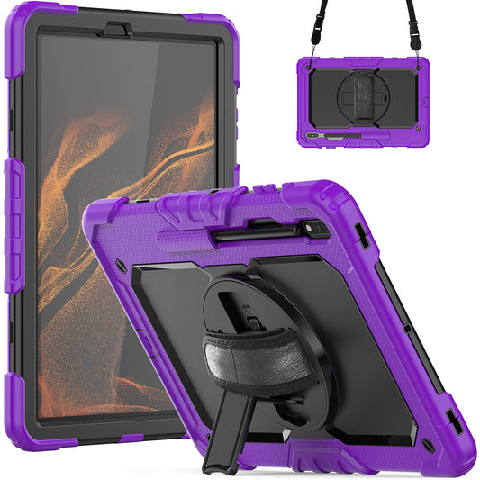 HUIXIANG Tough Strap Galaxy Tab S8+ Case Built-in Screen Protector