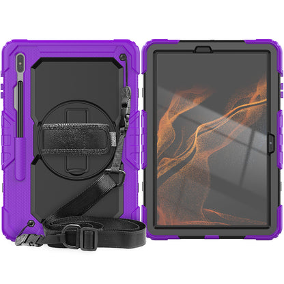 HUIXIANG Tough Strap Galaxy Tab S8+ Case Built-in Screen Protector