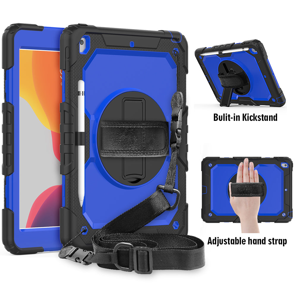 HUIXIANG Tough Strap iPad 9 Case Built-in Screen Protector