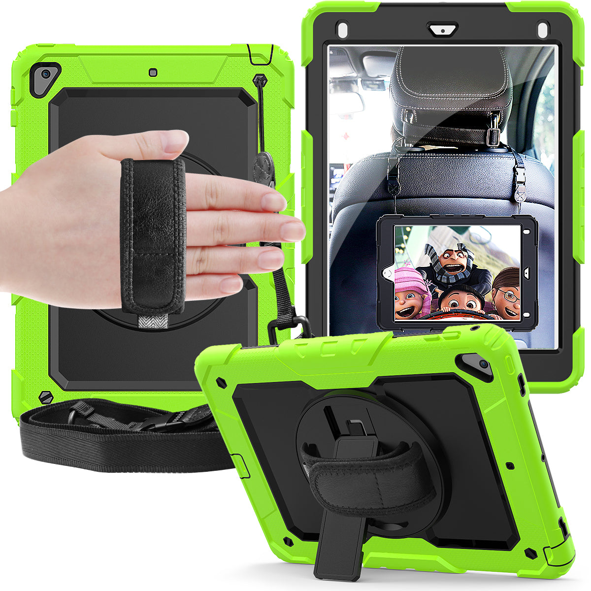 HUIXIANG Tough Strap iPad 6 Case Built-in Screen Protector