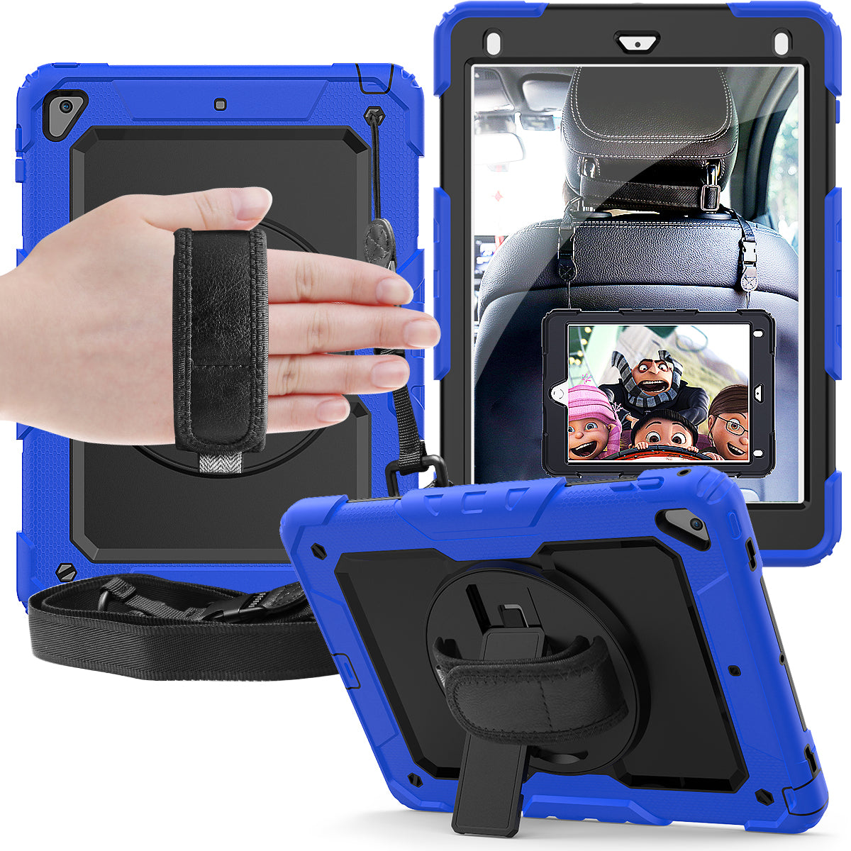 HUIXIANG Tough Strap iPad 6 Case Built-in Screen Protector