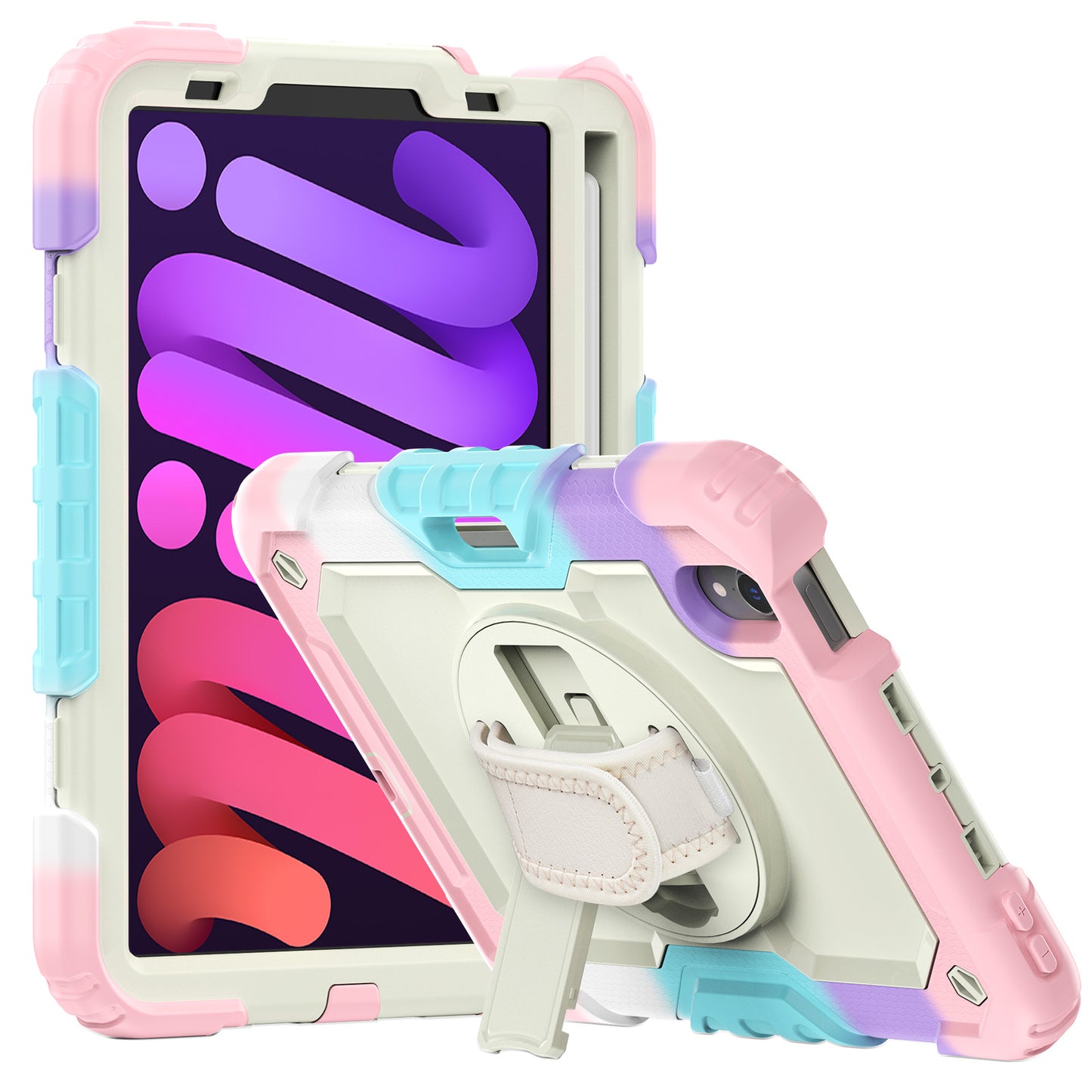 HUIXIANG Tough Strap iPad Mini 6 Case Built-in Screen Protector