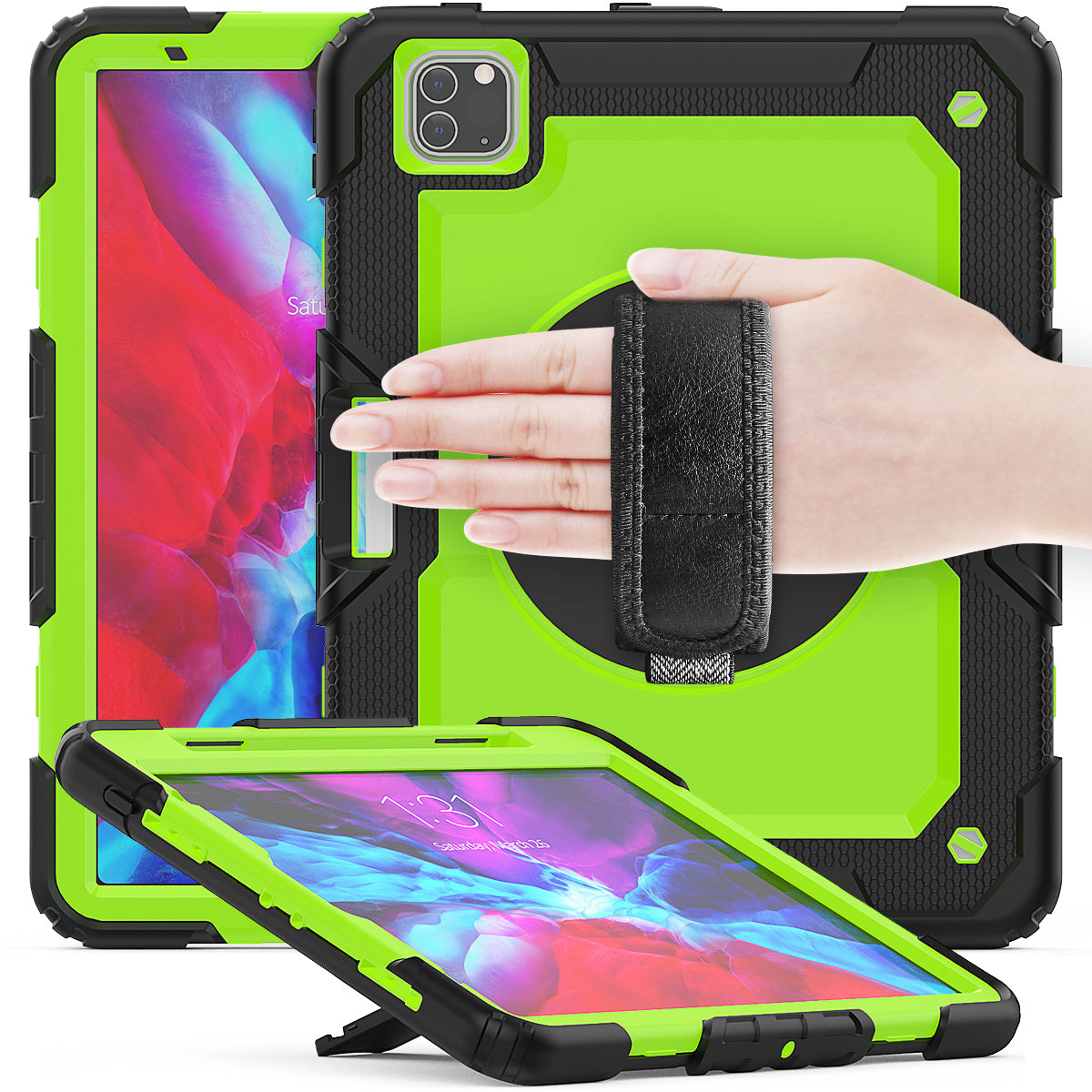 HUIXIANG Tough Strap iPad Pro 12.9 2022 Case Built-in Screen Protector