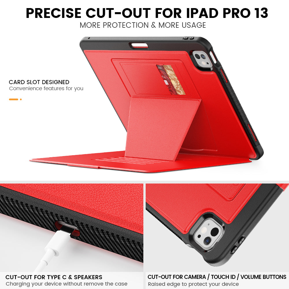 HUIXIANG Smart Multiple Stand iPad Pro 13 Case Leather