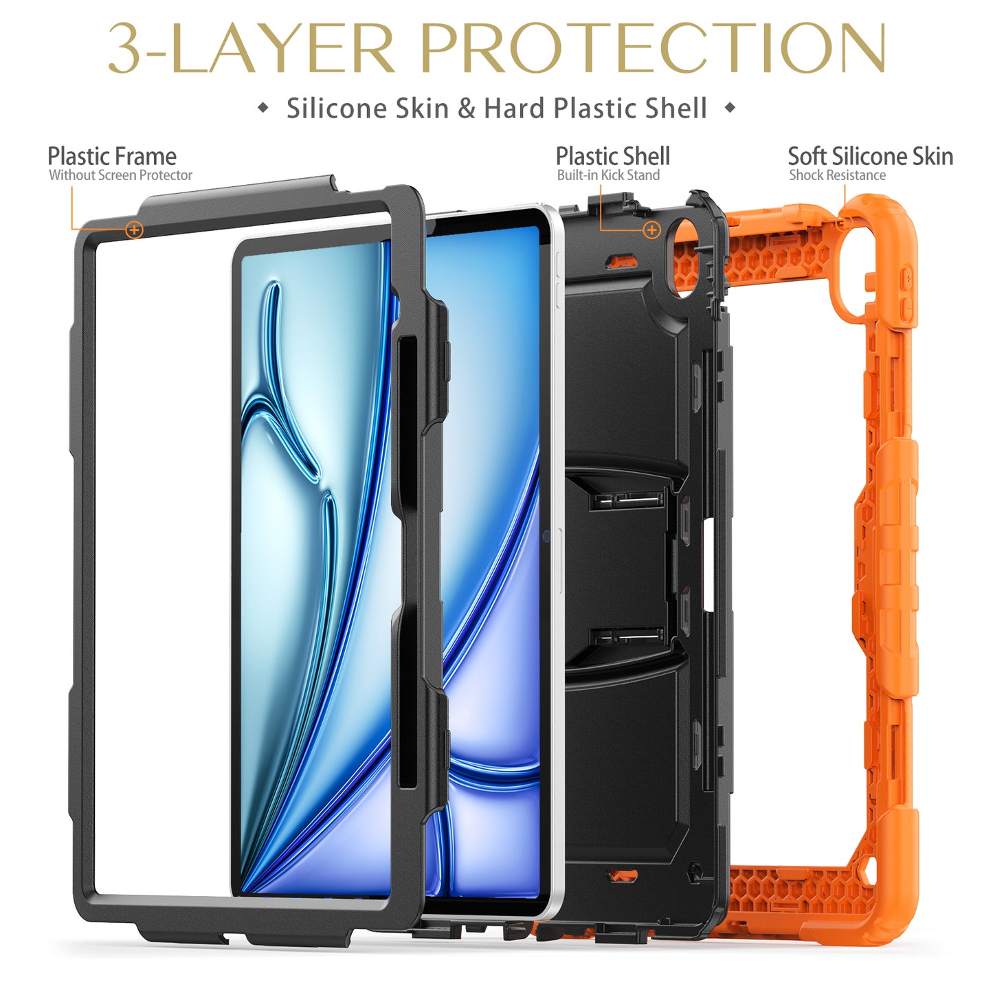 HUIXIANG Kickstand Lanyard Strap iPad Air 13 Case