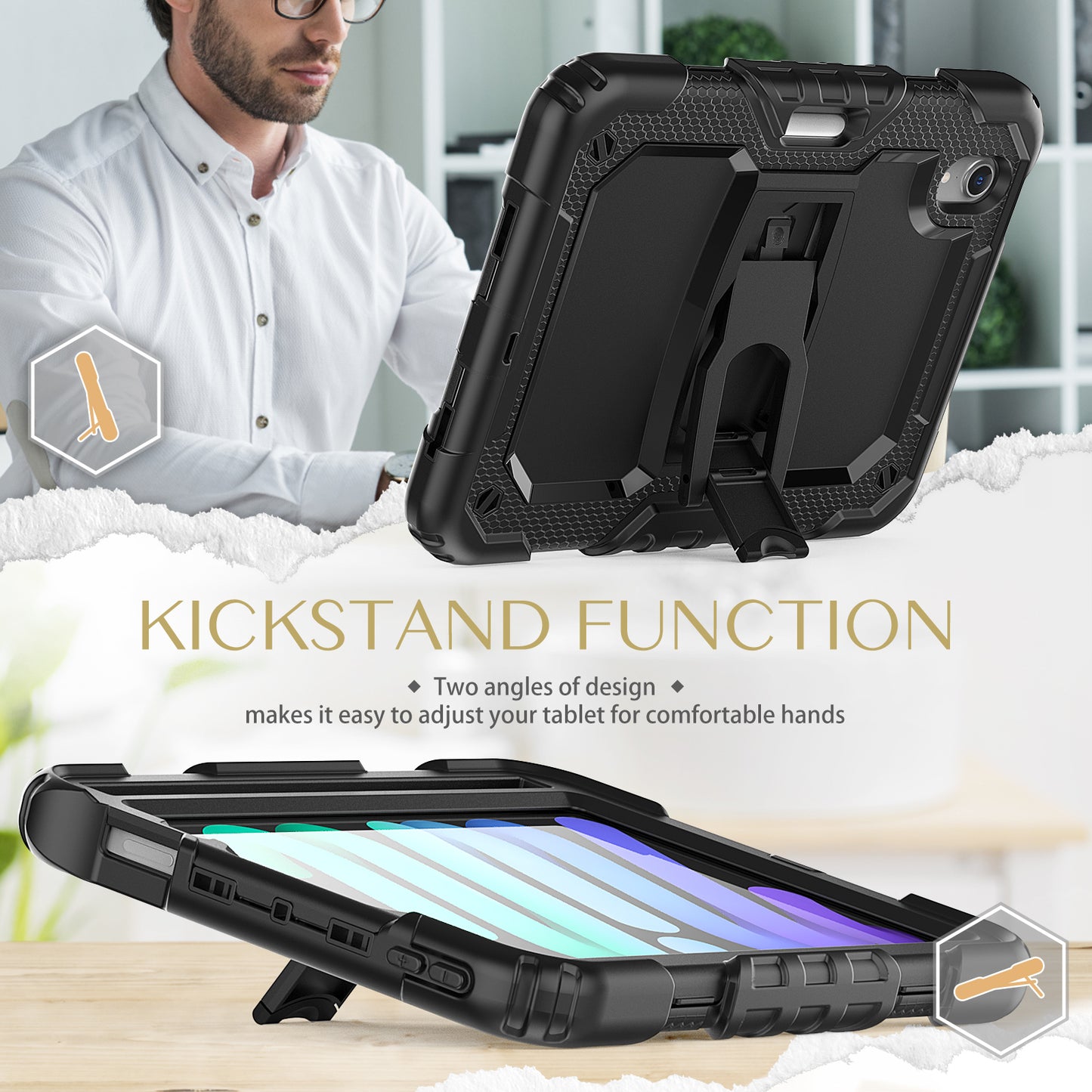 HUIXIANG Kickstand Lanyard Strap iPad Mni 6 Case