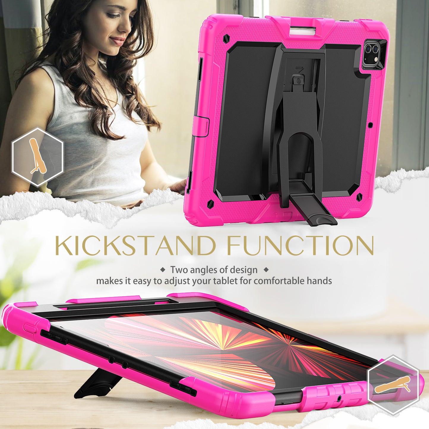 HUIXIANG Kickstand Lanyard Strap iPad Pro 12.9 2021 Case