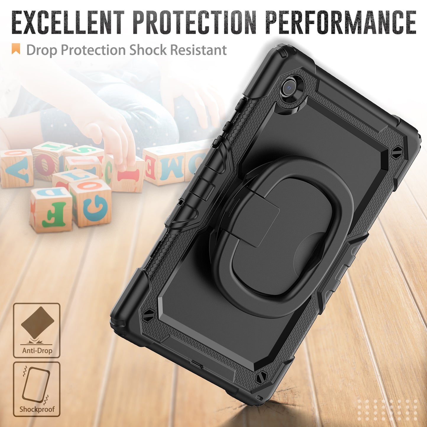 SHELLBOX Tough Handle Grip Hook Galaxy Tab A8 Case