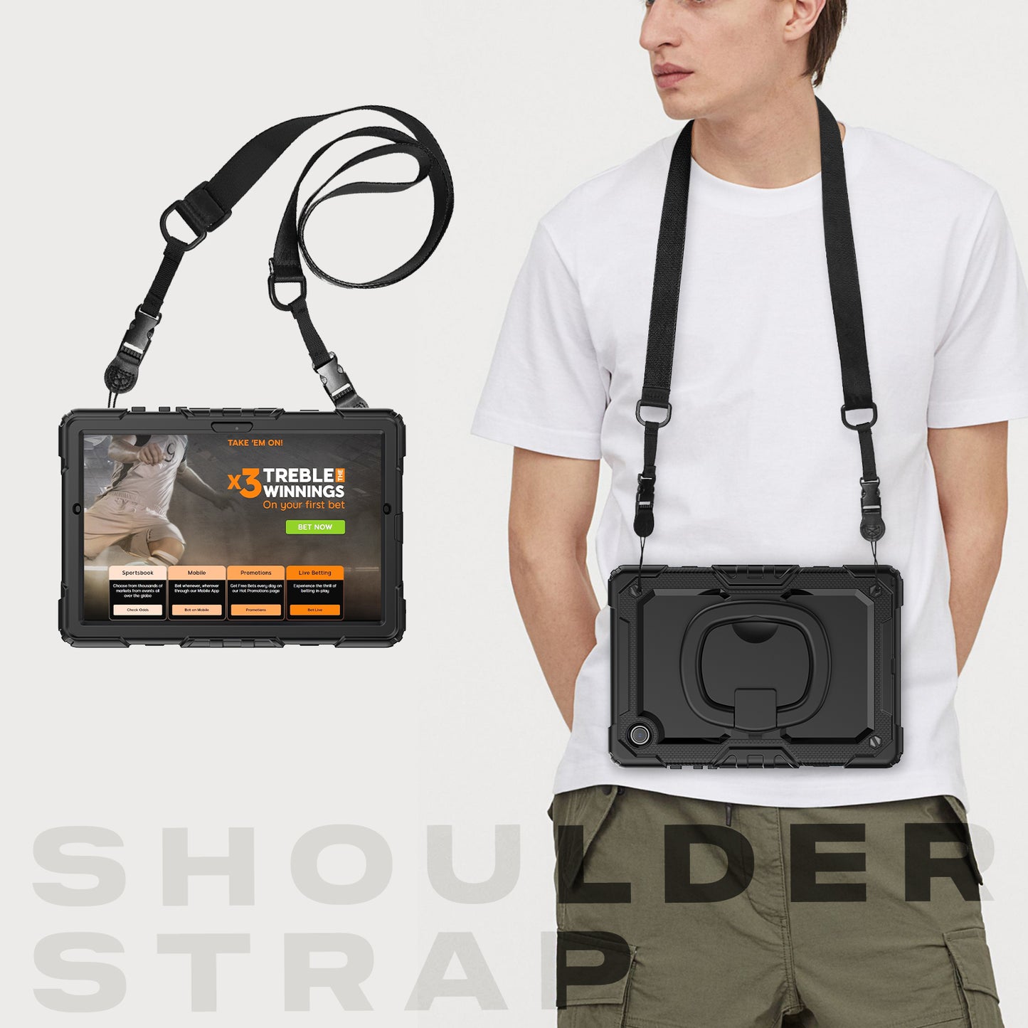 SHELLBOX Tough Handle Grip Hook Galaxy Tab A8 Case