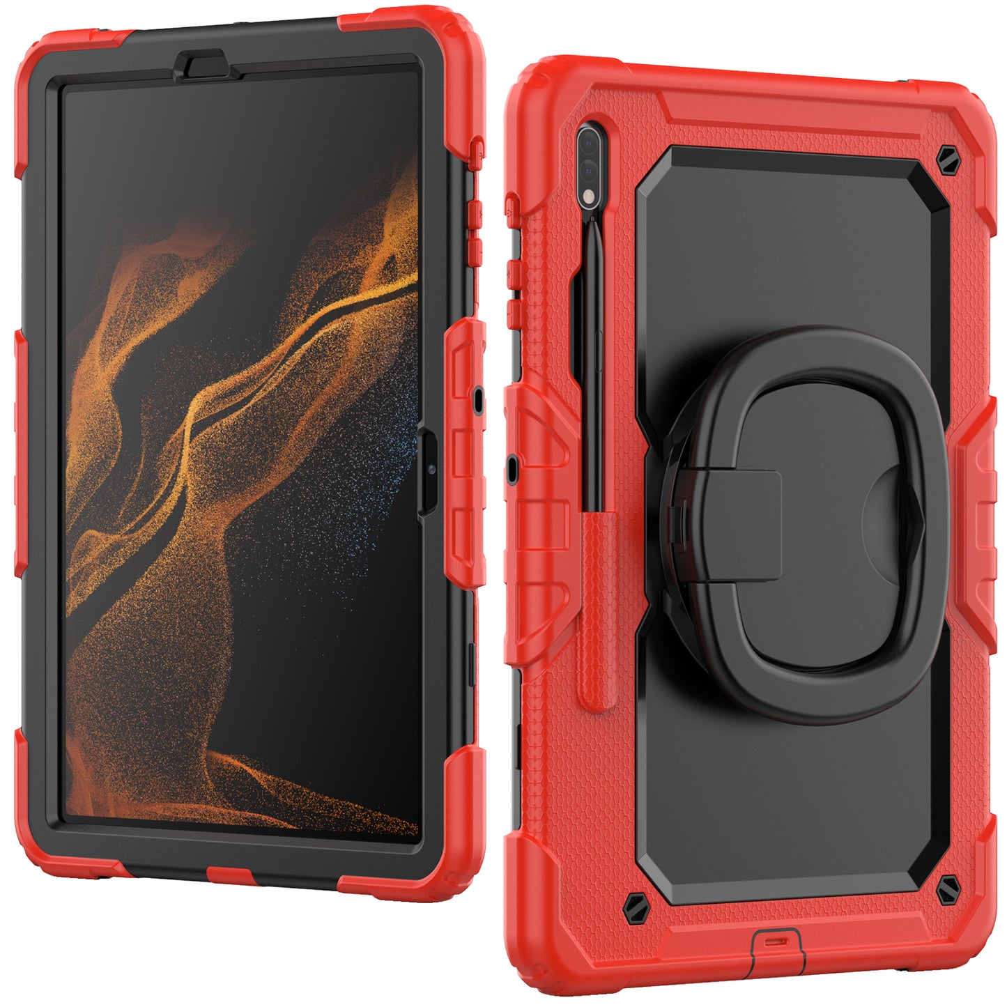 SHELLBOX Tough Handle Grip Hook Galaxy Tab S7 Plus Case