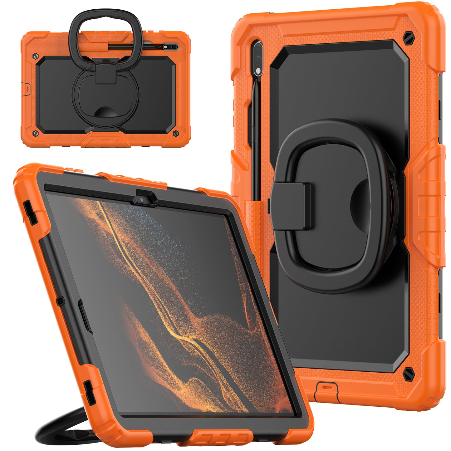 SHELLBOX Tough Handle Grip Hook Galaxy Tab S7 Plus Case