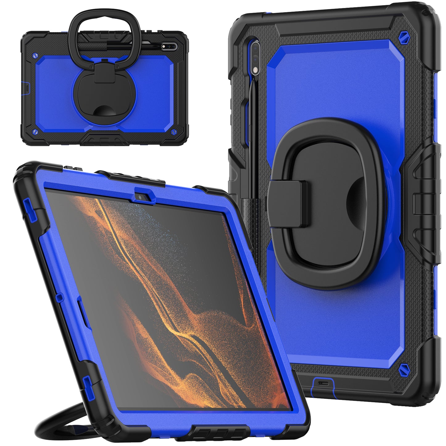 SHELLBOX Tough Handle Grip Hook Galaxy Tab S7 Plus Case