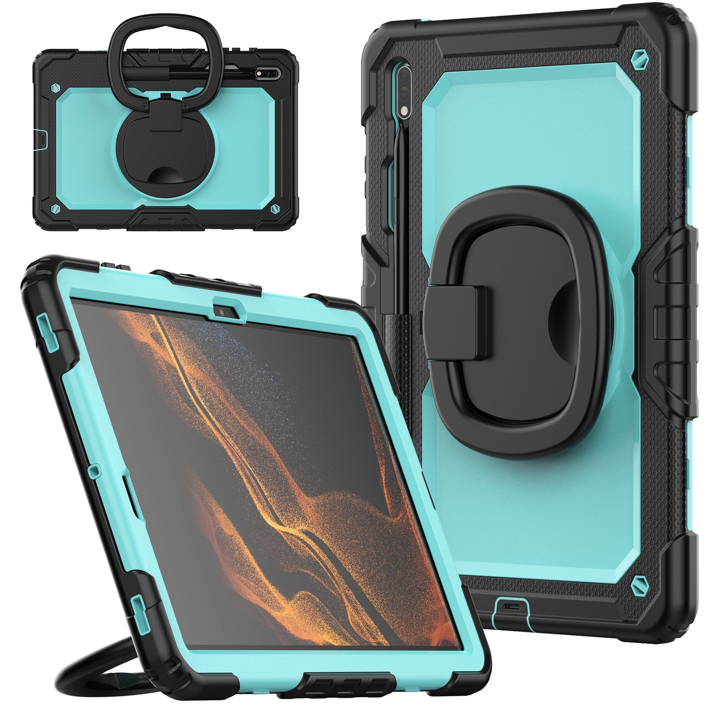 SHELLBOX Tough Handle Grip Hook Galaxy Tab S7 Plus Case