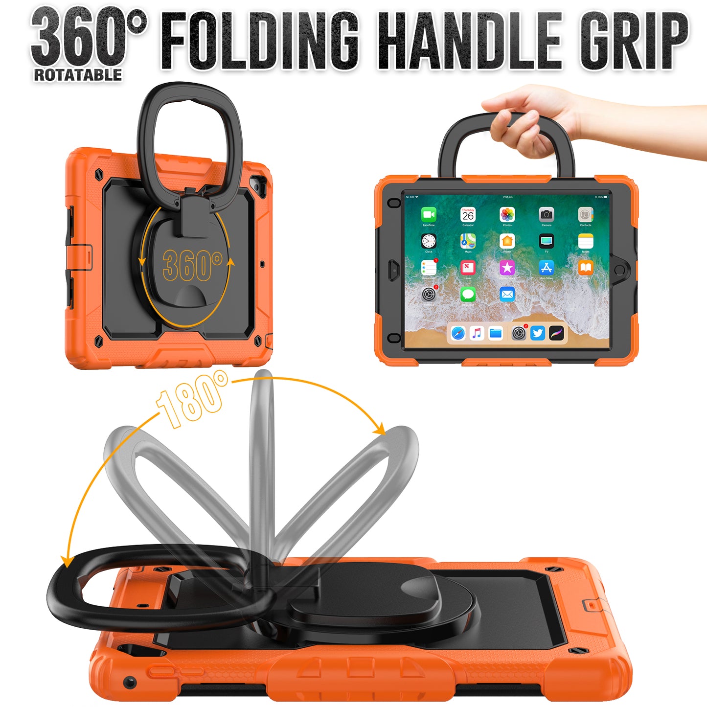 SHELLBOX Tough Handle Grip Hook iPad 6 Case