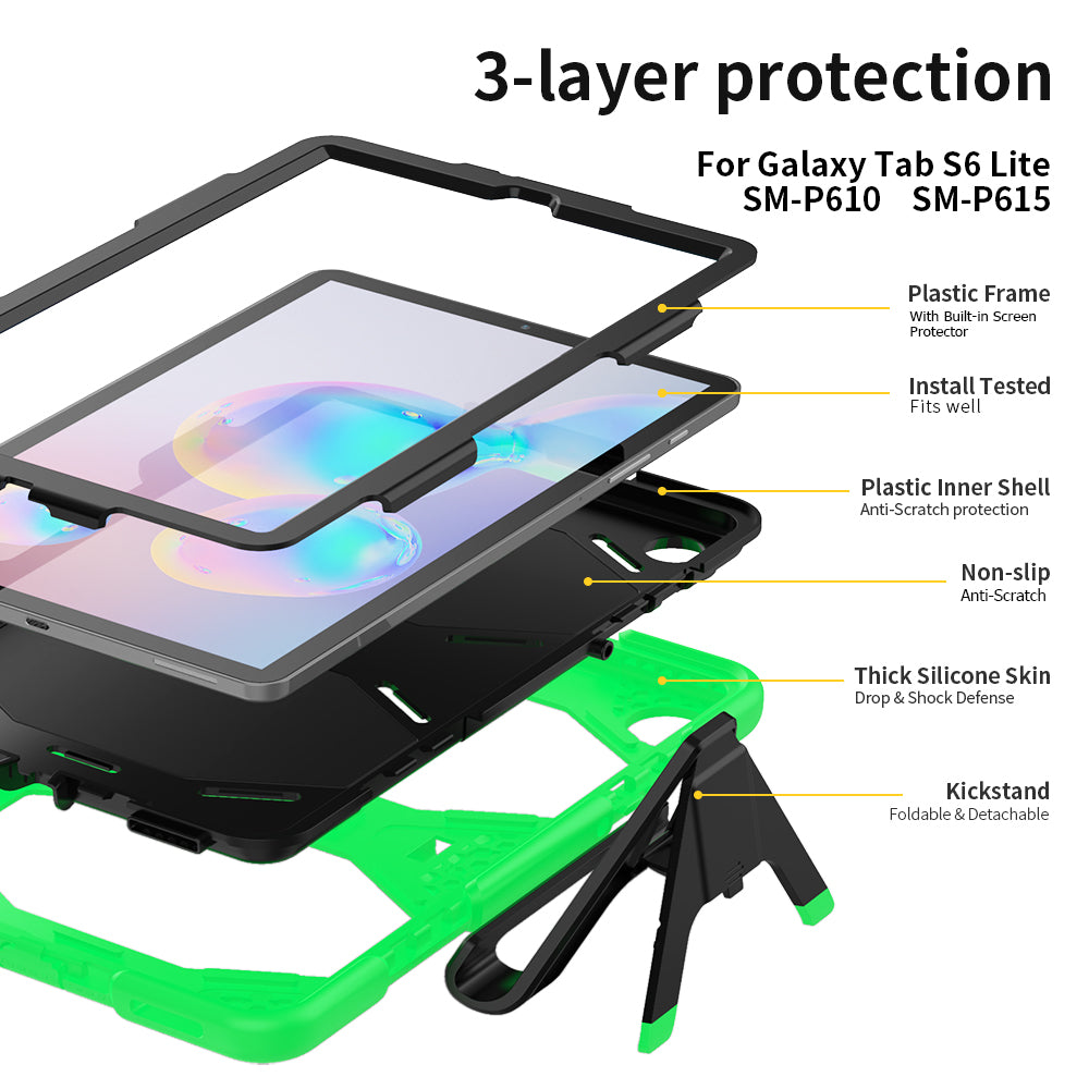 HUIXIANG Tough Box Galaxy Tab S6 Lite Case Built-in Screen Protector