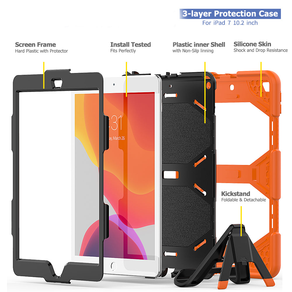 HUIXIANG Tough Box iPad 7 Case Built-in Screen Protector