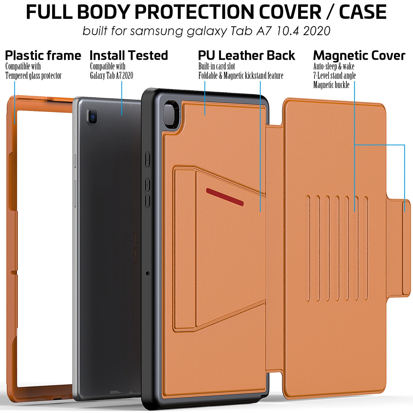 HUIXIANG Smart Multiple Stand Galaxy Tab A7 Lite Case Leather