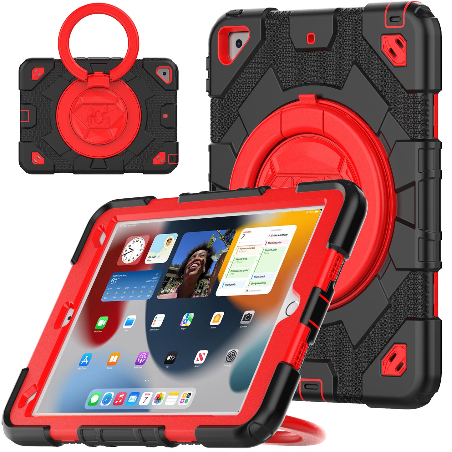 HUIXIANG Spiderman 360 Handle Grip iPad 9 Case Kids Safe