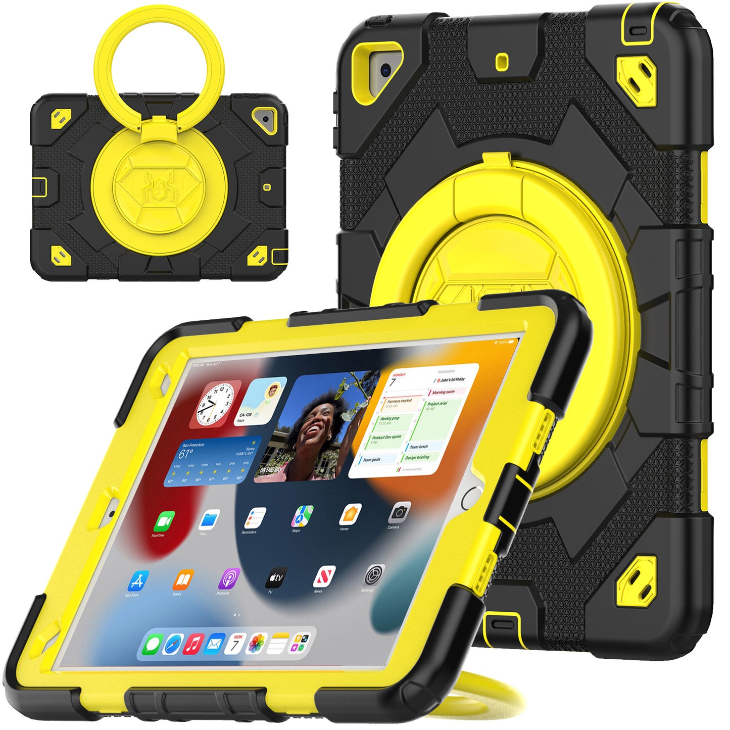 HUIXIANG Spiderman 360 Handle Grip iPad 9 Case Kids Safe