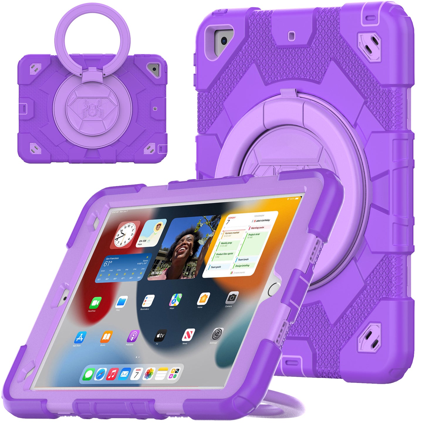 HUIXIANG Spiderman 360 Handle Grip iPad 9 Case Kids Safe