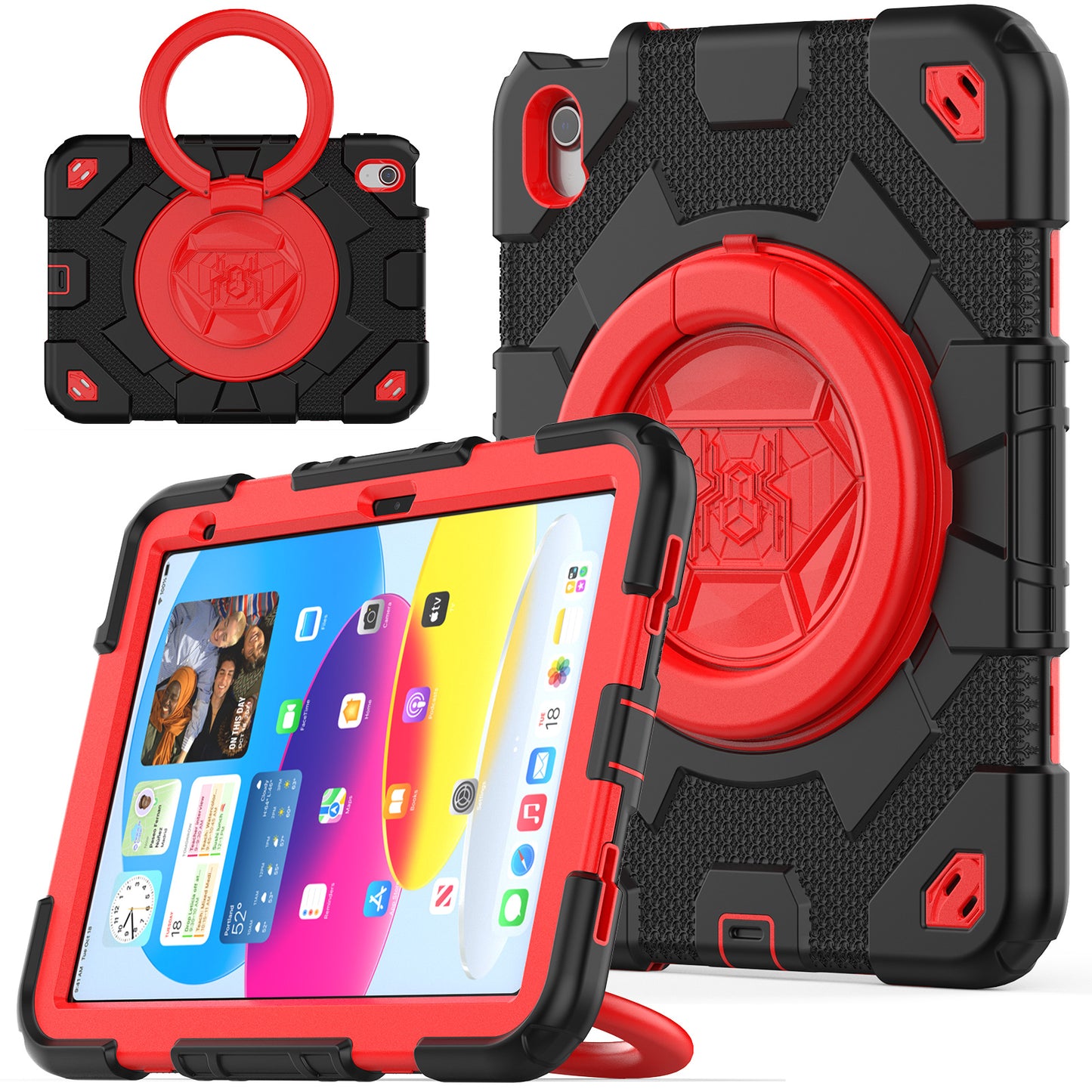 HUIXIANG Spiderman 360 Handle Grip iPad 10 Case Kids Safe