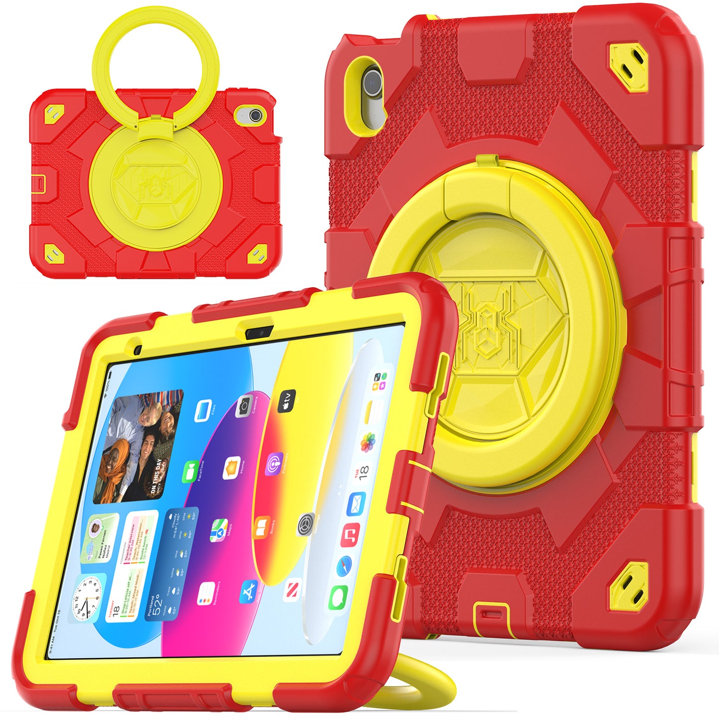 HUIXIANG Spiderman 360 Handle Grip iPad 10 Case Kids Safe