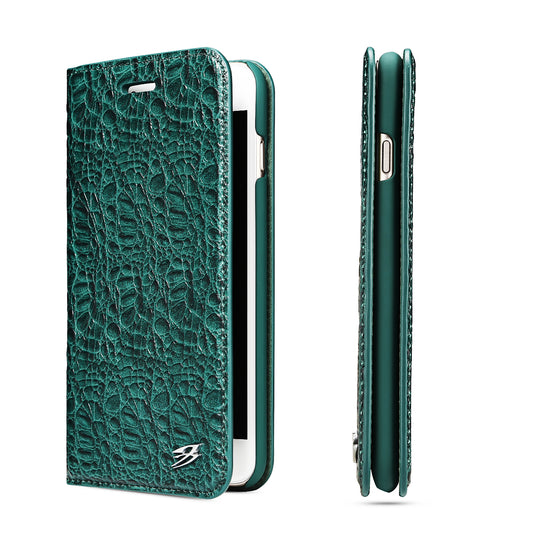 Crocodile Deluxe iPhone 7 Genuine Leather Case Wallet Stand Business