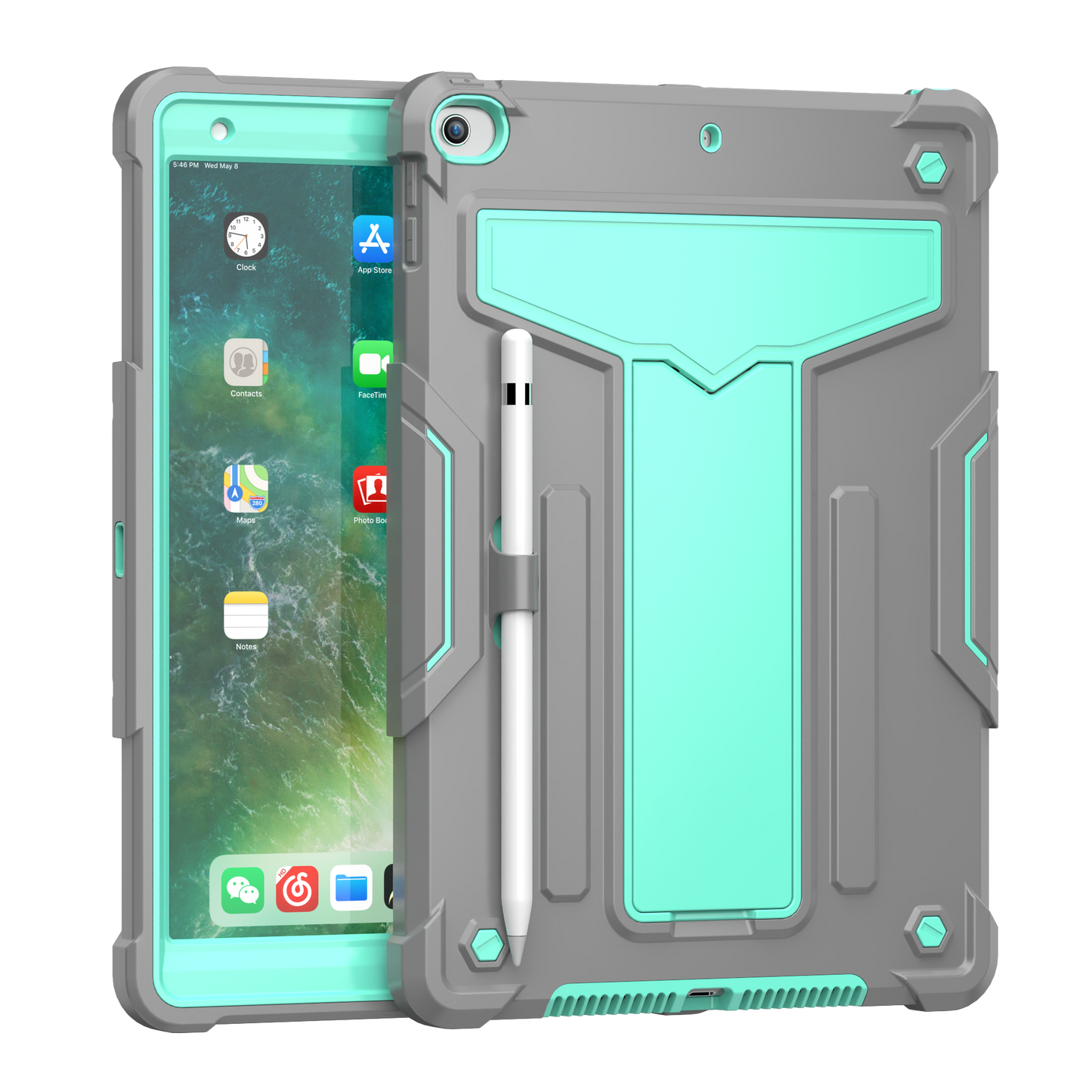 Hit-Color Shark iPad 8 Shockproof Case Heavy Duty Kids Safety