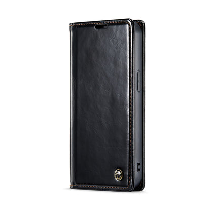 Luxury Retro iPhone 13 Mini Leather Case Sturdy Shiny Flip Stand Magnetic Business