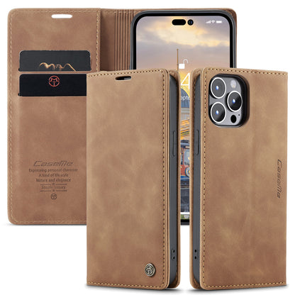 Book Classical iPhone 14 Pro Leather Case Retro Slim Wallet Stand