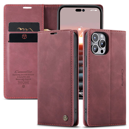 Book Classical iPhone 14 Pro Leather Case Retro Slim Wallet Stand