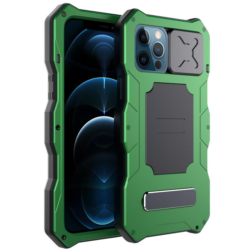 Camera Protection iPhone 12 Pro Metal Case Creative Kickstand Combo Silicone PC