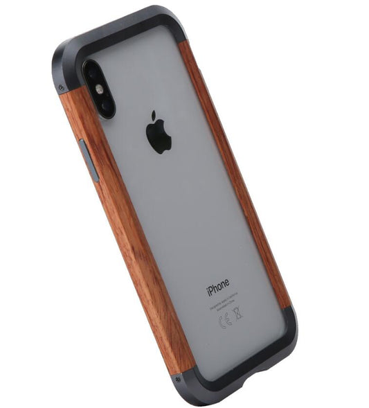 Iron Wood iPhone XR Bumper Case Metal Solid Natural Backside Hollow Unique