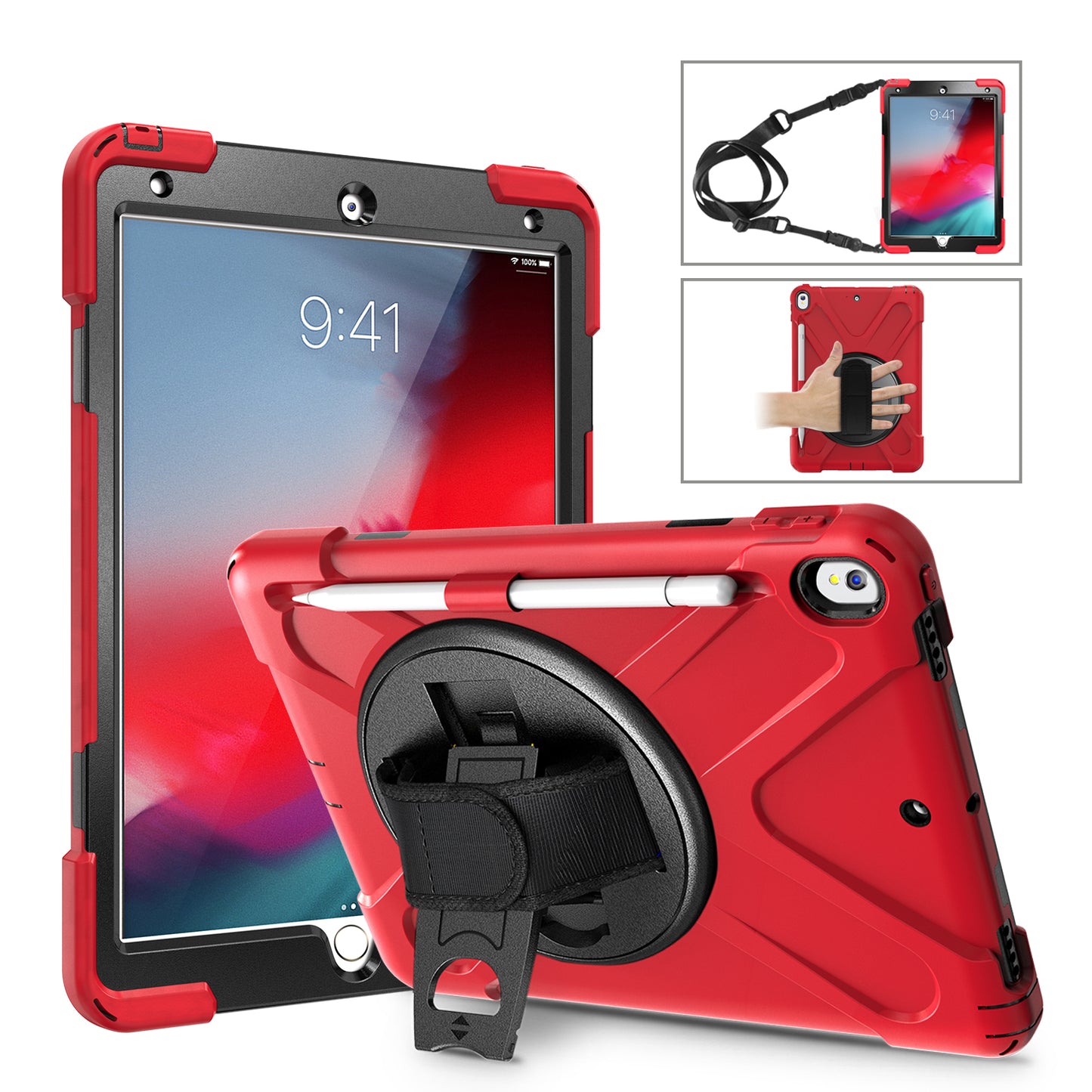 Pirate King iPad Pro 10.5 Case 360 Rotating Stand with Hand Holder Shoulder Strap