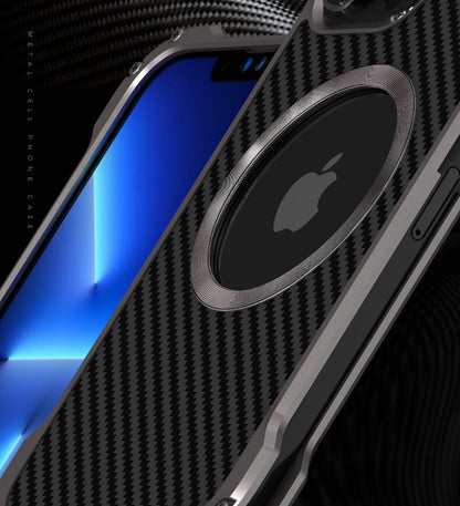 Kevlar Magsafe iPhone 14 Pro Max Case Bumper Aluminum Zinc Alloy Carbon Fiber