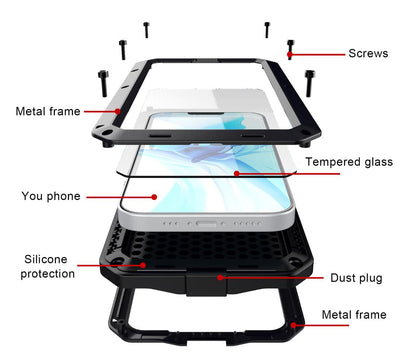 Tank Military iPhone 14 Pro Metal Case Anti-fall 360 Degree Full Protection 4-In-1