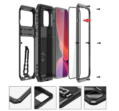 Lens All-Inclusive iPhone 14 Case Metal Baking Kickstand Military Grade Shockproof