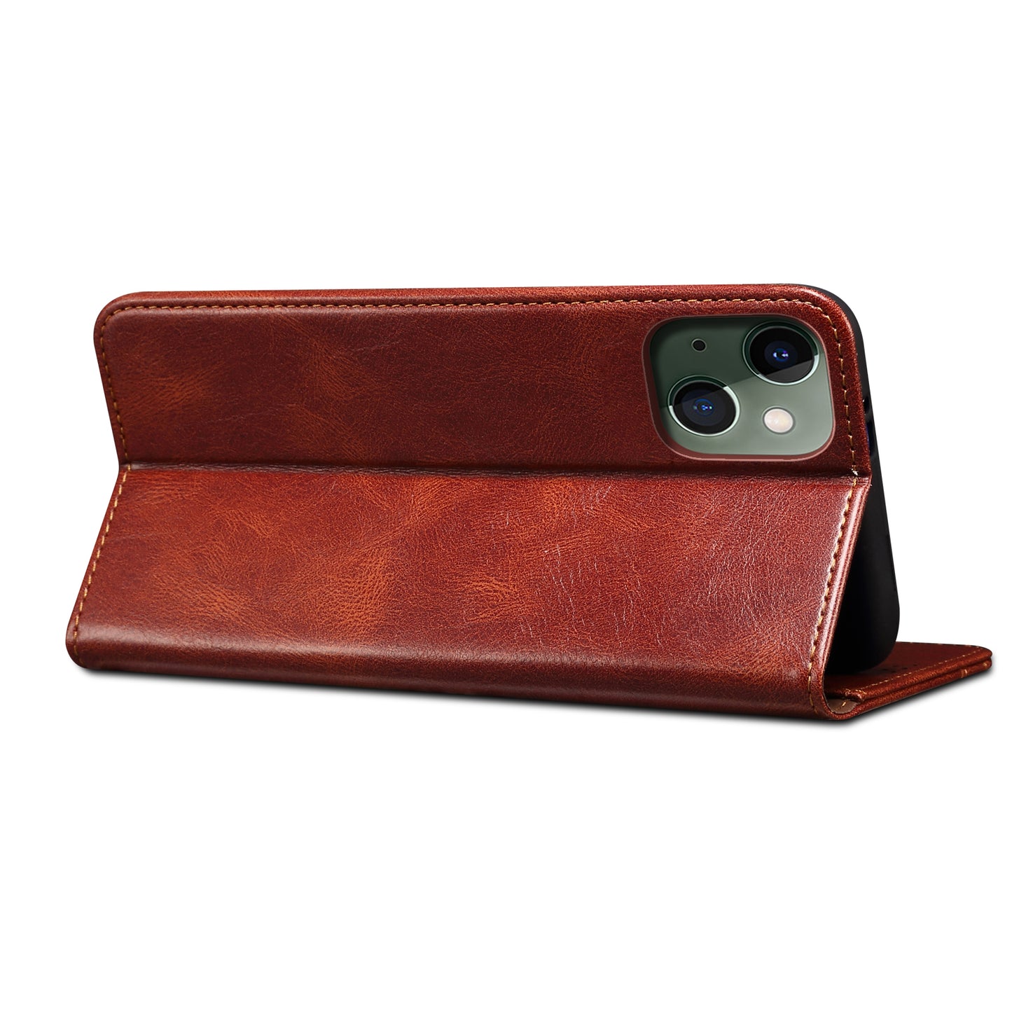 Oil Wax Leather iPhone 13 Case Magnetic Wallet Stand Slim Classical