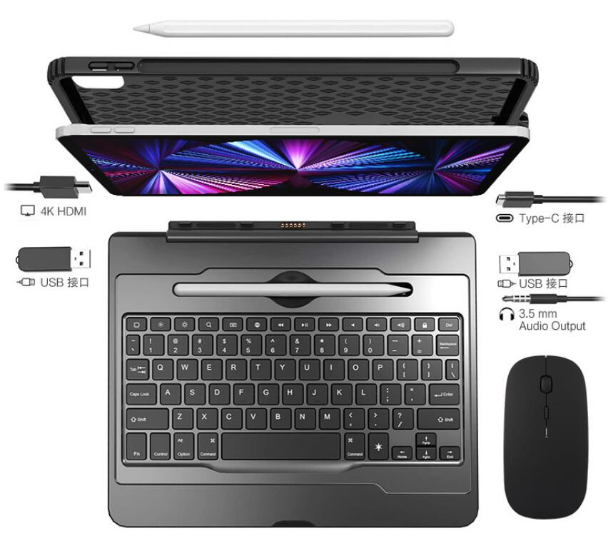 Extension HDMI iPad Pro 12.9 (2018)  Keyboard Case UBS 2-in-1 Separation Docking Station